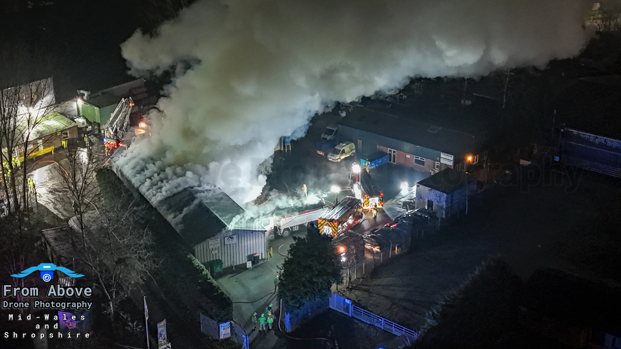 Welshpool Industrial Estate Fire 02 From Above Drone Photography