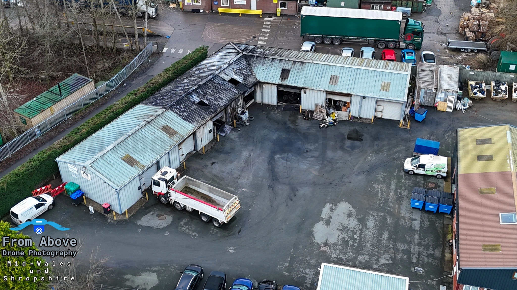 Welshpool Industrial Estate Fire 04 From Above Drone Photography