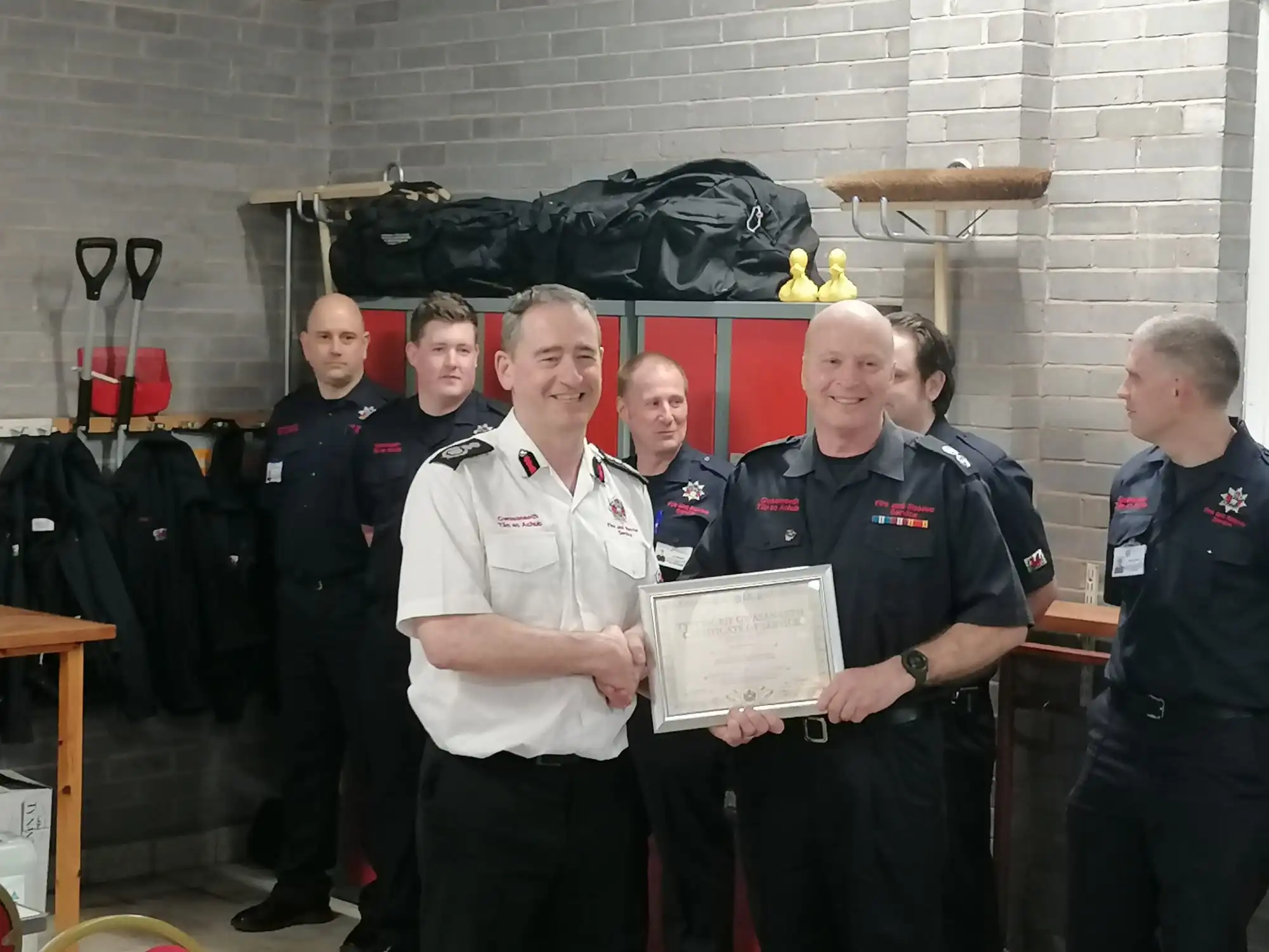 Steve2 Chief Fire Officer Roger Thomas with Watch Manager Steve Amor.