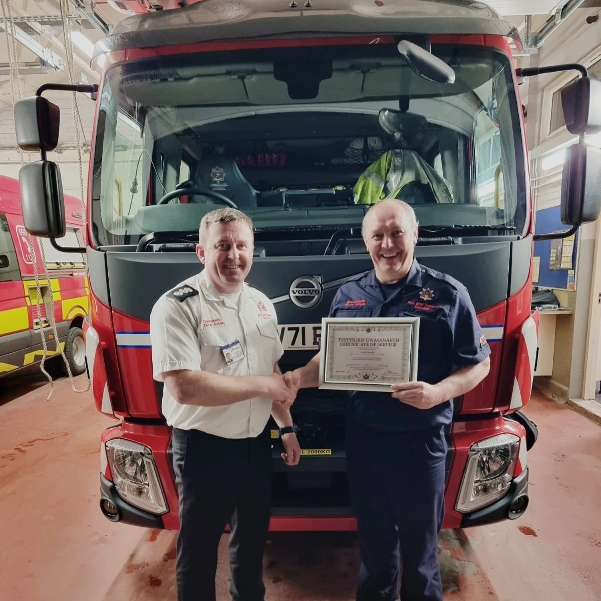 Station Commander Danny Bartley and Firefighter Huw Rowcliffe.