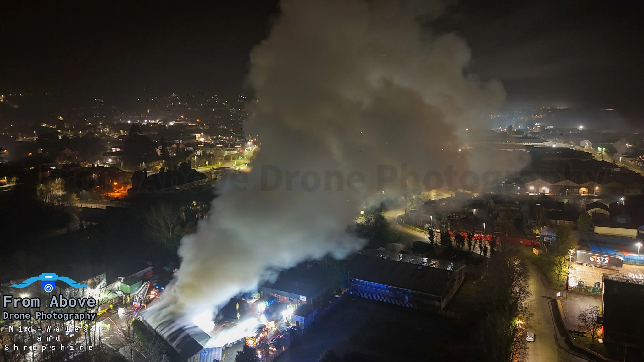 Welshpool Industrial Estate Fire 03 From Above Drone Photography